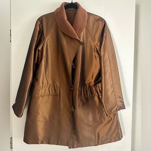 COLDWATER CREEK COPPER REVERSIBLE WOOL SHAWL COLLAR COAT JACKET PS